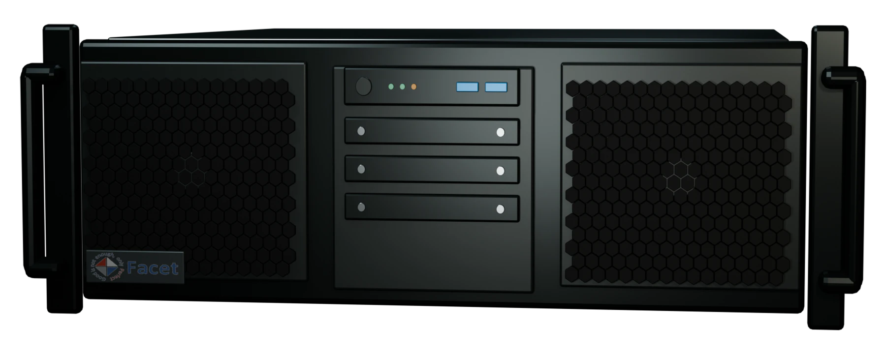 Front product view of the 19-inch 4U FACET video wall controller chassis